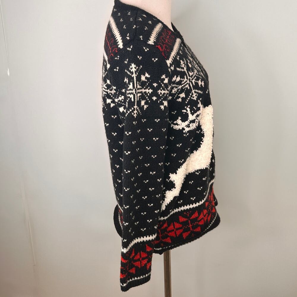 J.Jill Holiday Christmas Deer Valley Reindeer Zip Up Sweater Size XS - Picture 6 of 9